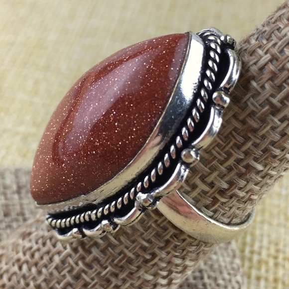 New Sandstone Silver Overlay Ring Size 7 - Picture 10 of 11